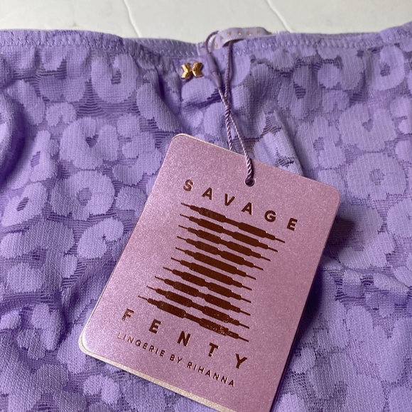 New Savage X Fenty lilac purple leopard lace cheeky with mesh size 1X - Picture 3 of 5